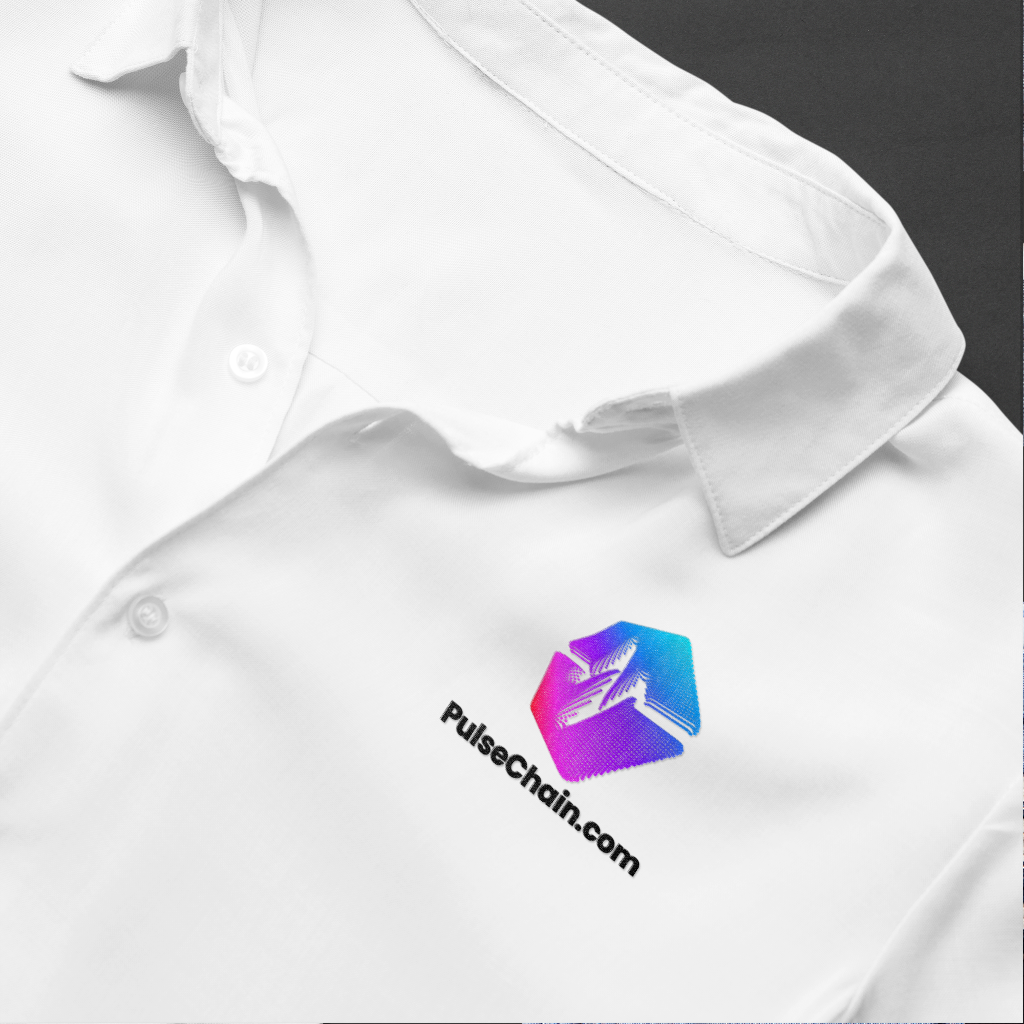 PulseChain Logo - White Polo Shirt - The Pulsican Store