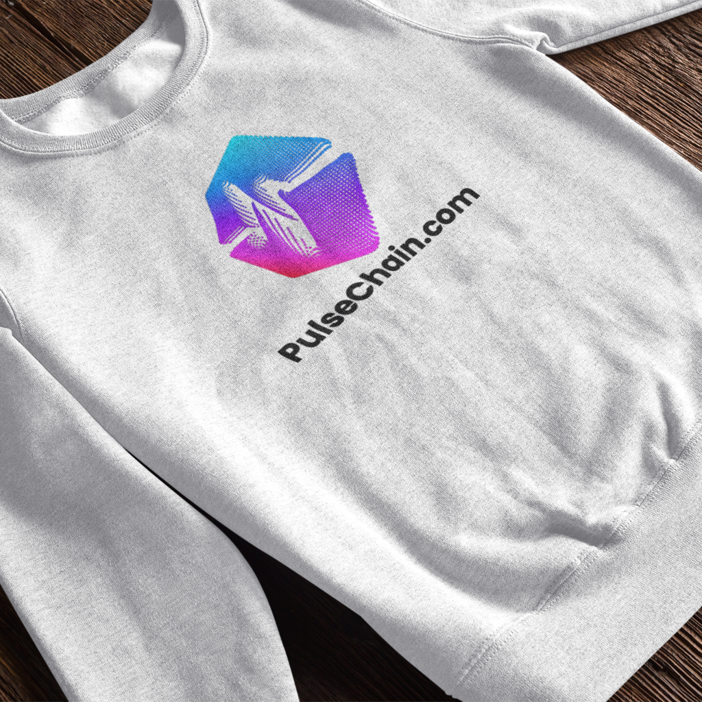 PulseChain.Com Logo - White Sweatshirt - The Pulsican Store