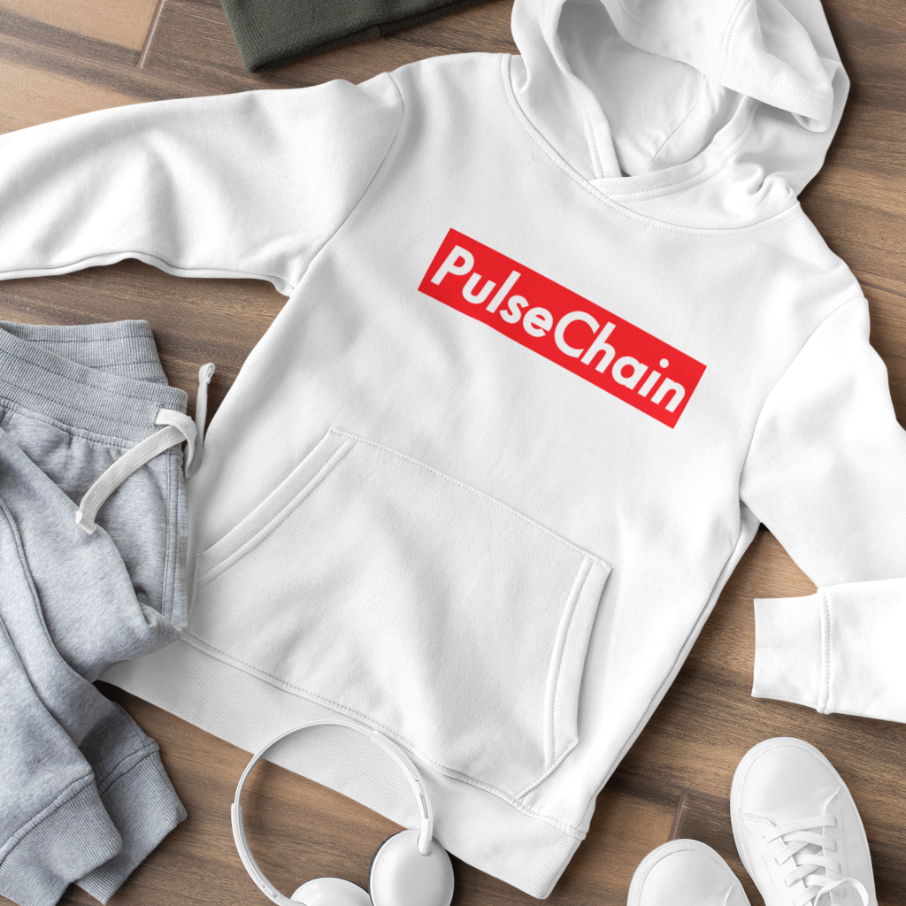 Pulsechain Block - White Hoodie - The Pulsican Store