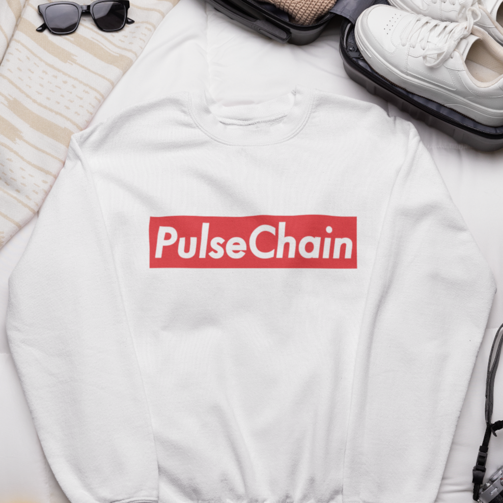 PulseChain Block - White Sweatshirt - The Pulsican Store