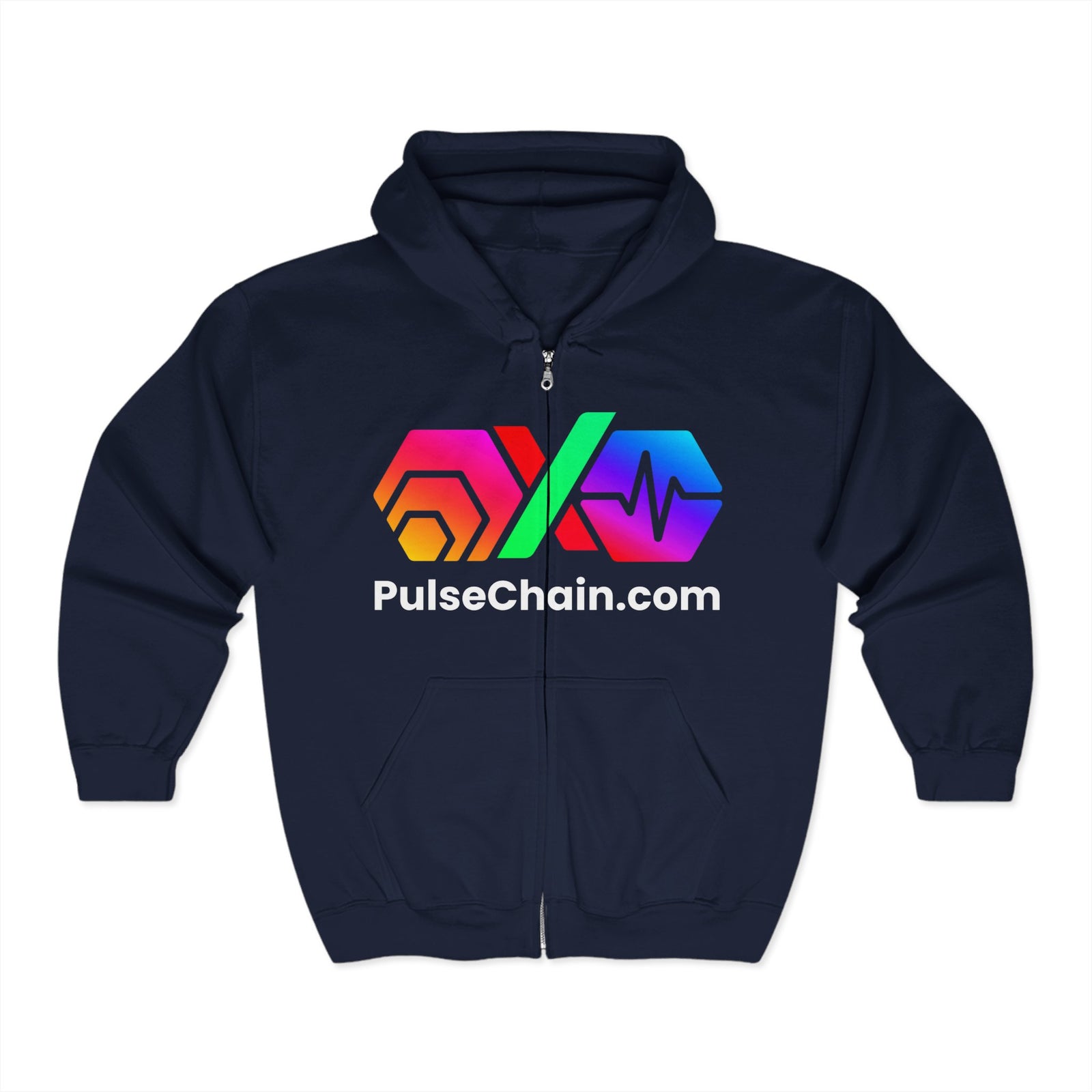 PulseChain HEX - Double Sided Zip Hoodie