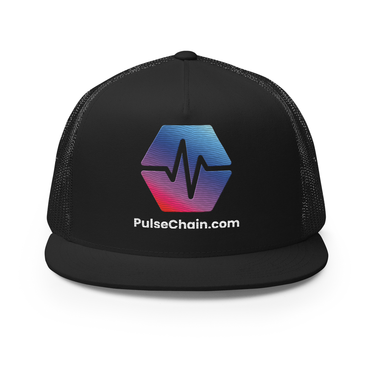 PulseChain.com - Embroidered Classic Trucker Snapback - The Pulsican Store