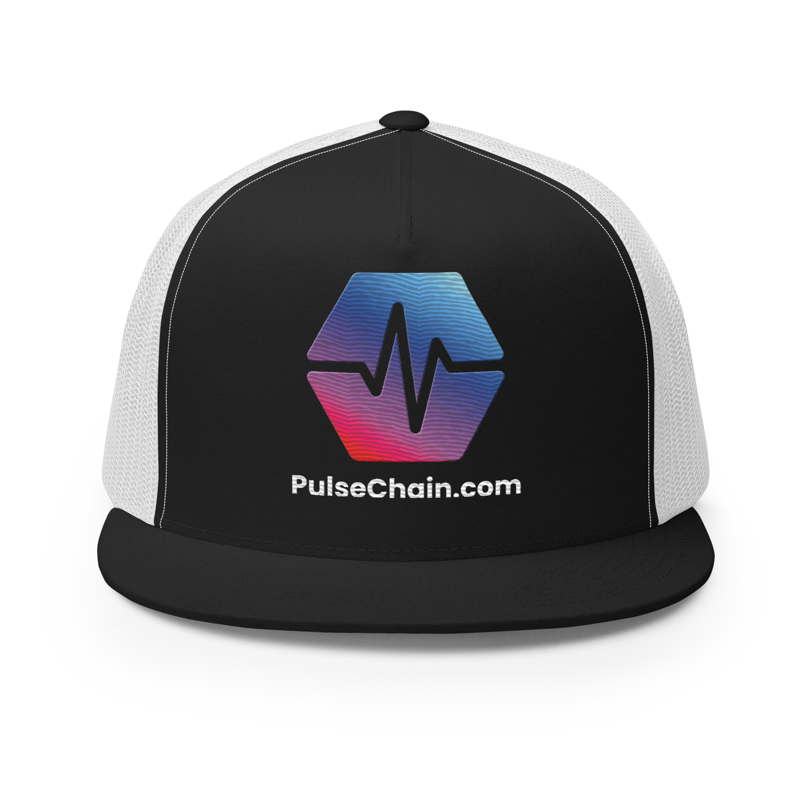 PulseChain.com - Embroidered Classic Trucker Snapback - The Pulsican Store