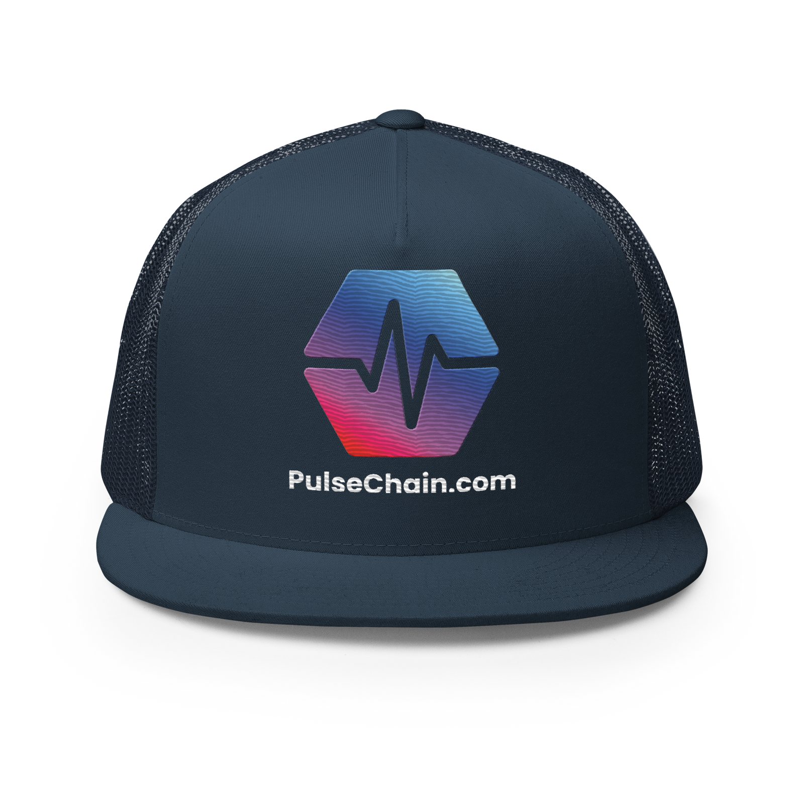 PulseChain.com - Embroidered Classic Trucker Snapback - The Pulsican Store