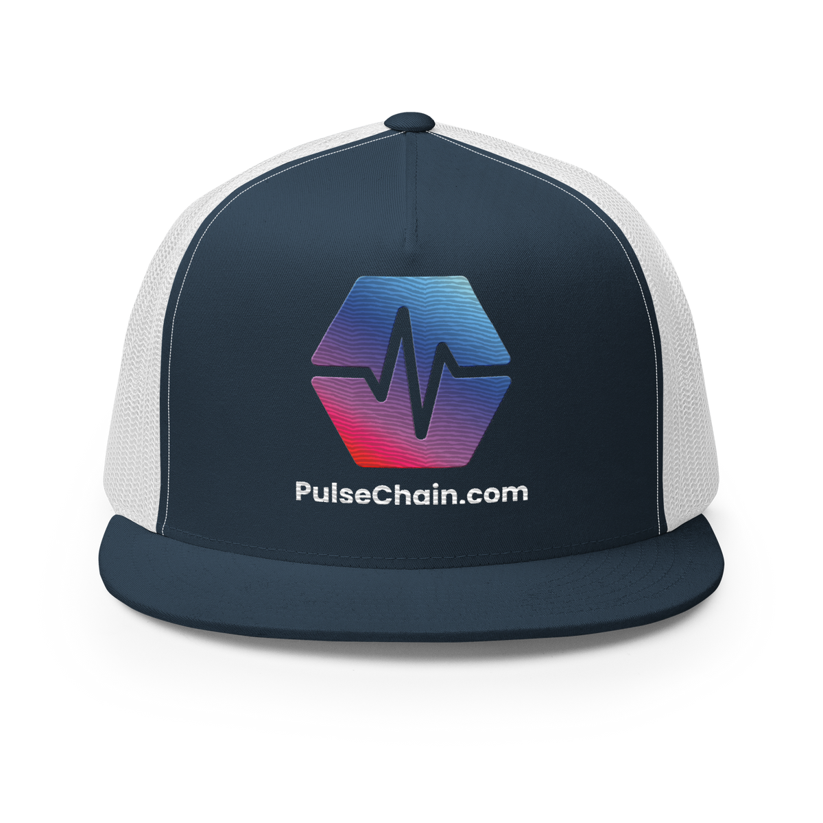PulseChain.com - Embroidered Classic Trucker Snapback - The Pulsican Store