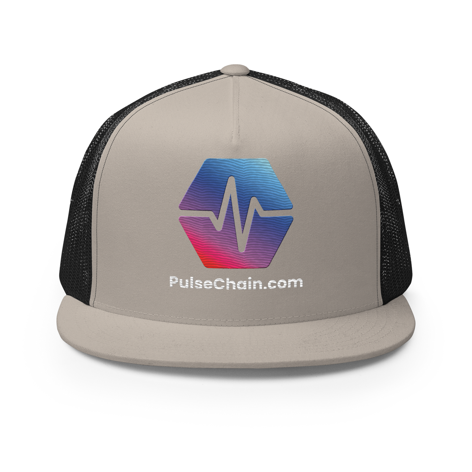 PulseChain.com - Embroidered Classic Trucker Snapback - The Pulsican Store