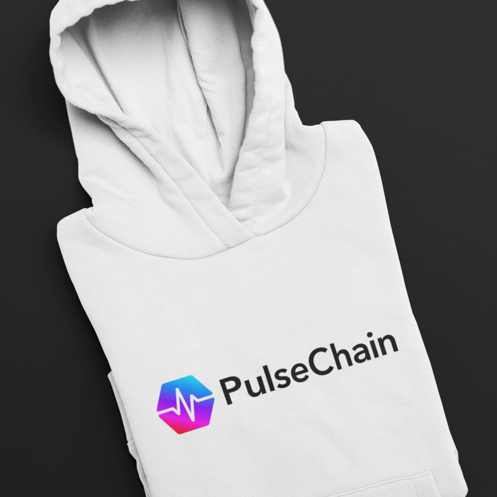 Pulsechain - White Hoodie - The Pulsican Store