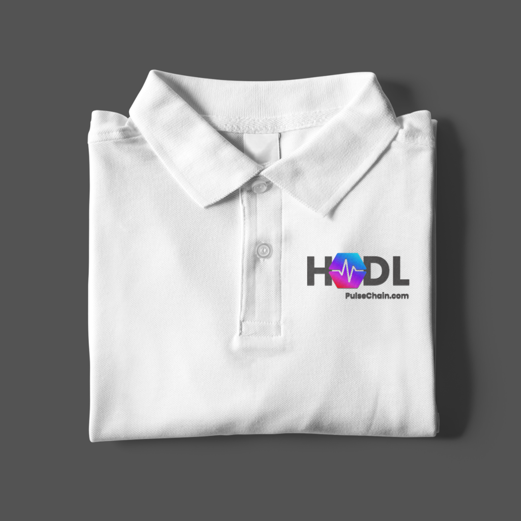 PulseChain HODL - White Polo Shirt - The Pulsican Store