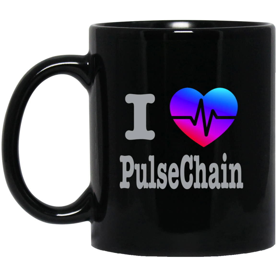 I Love PulseChain - Black Mug - The Pulsican Store