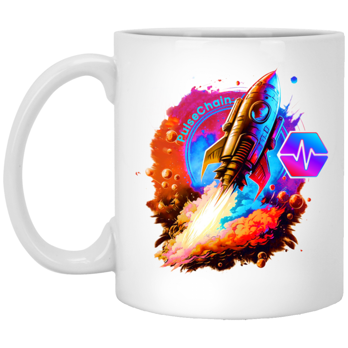 PulseChain Rocket - White Mug - The Pulsican Store