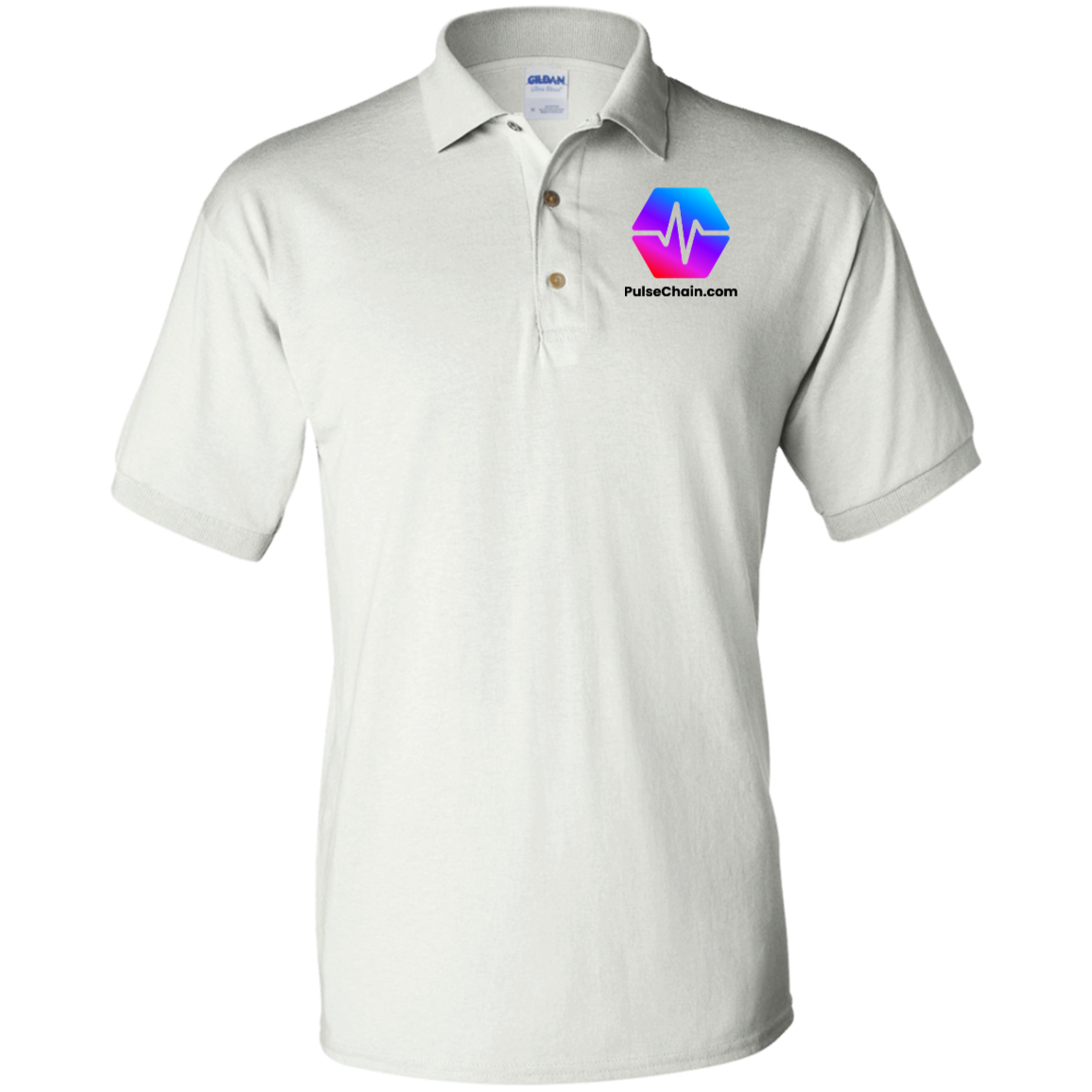 PulseChain.Com - White Polo Shirt