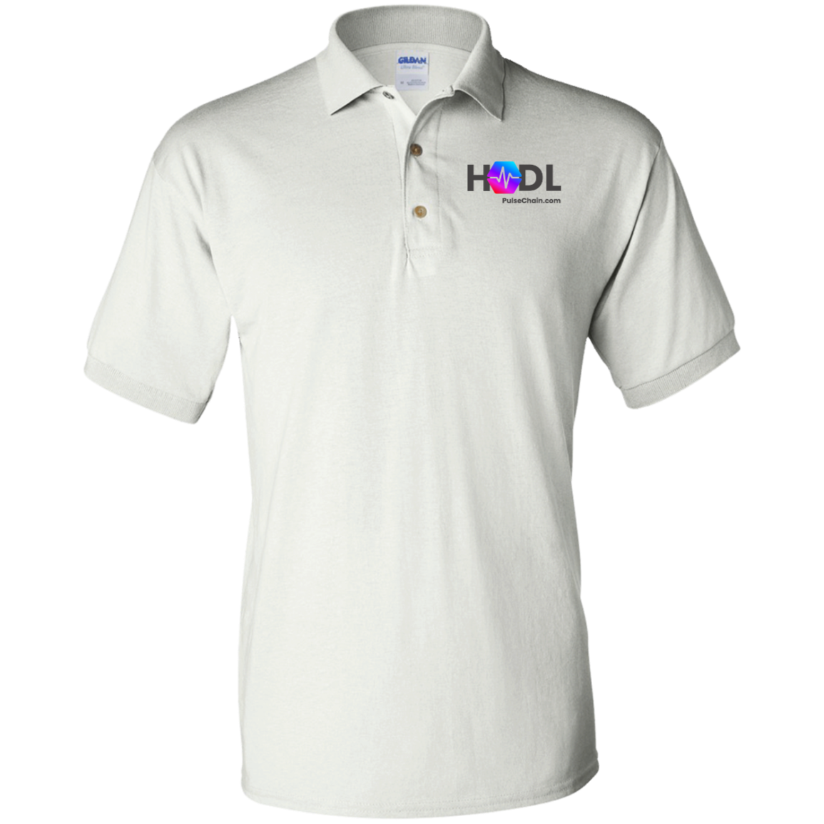 PulseChain HODL - White Polo Shirt - The Pulsican Store