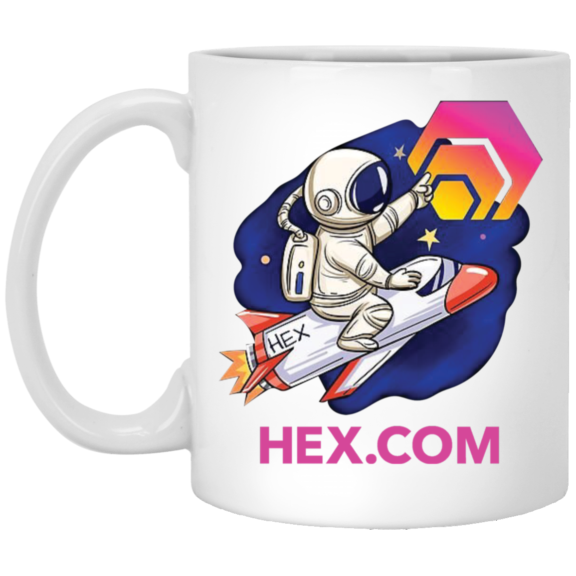 Hex Rocket - White Mug