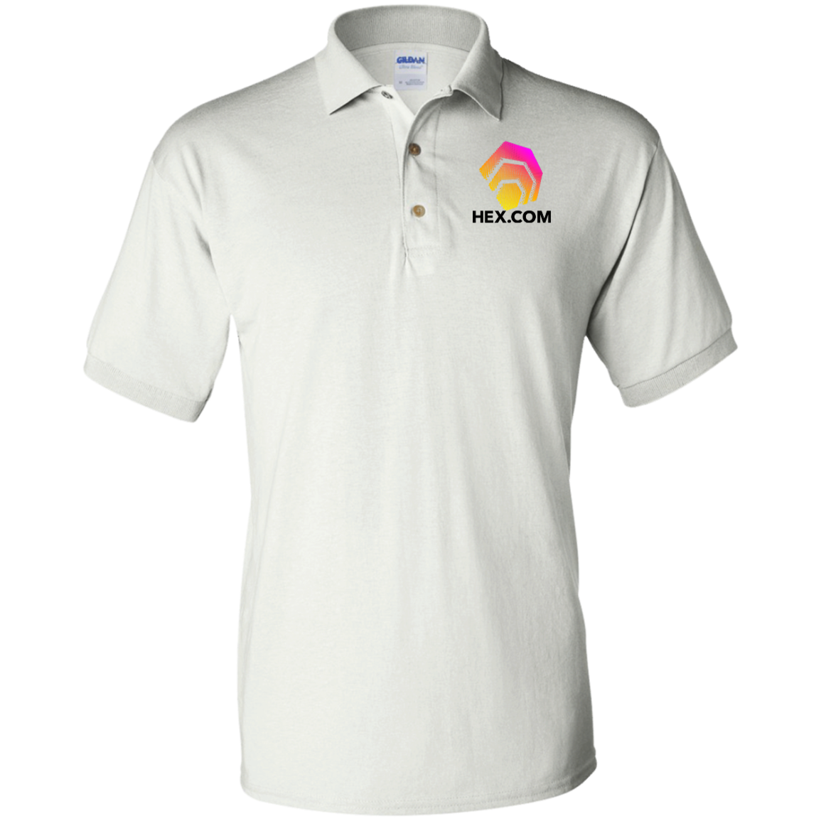 Hex.Com Logo - White Polo Shirt - The Pulsican Store