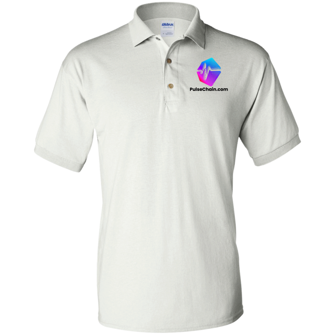 PulseChain Logo - White Polo Shirt - The Pulsican Store