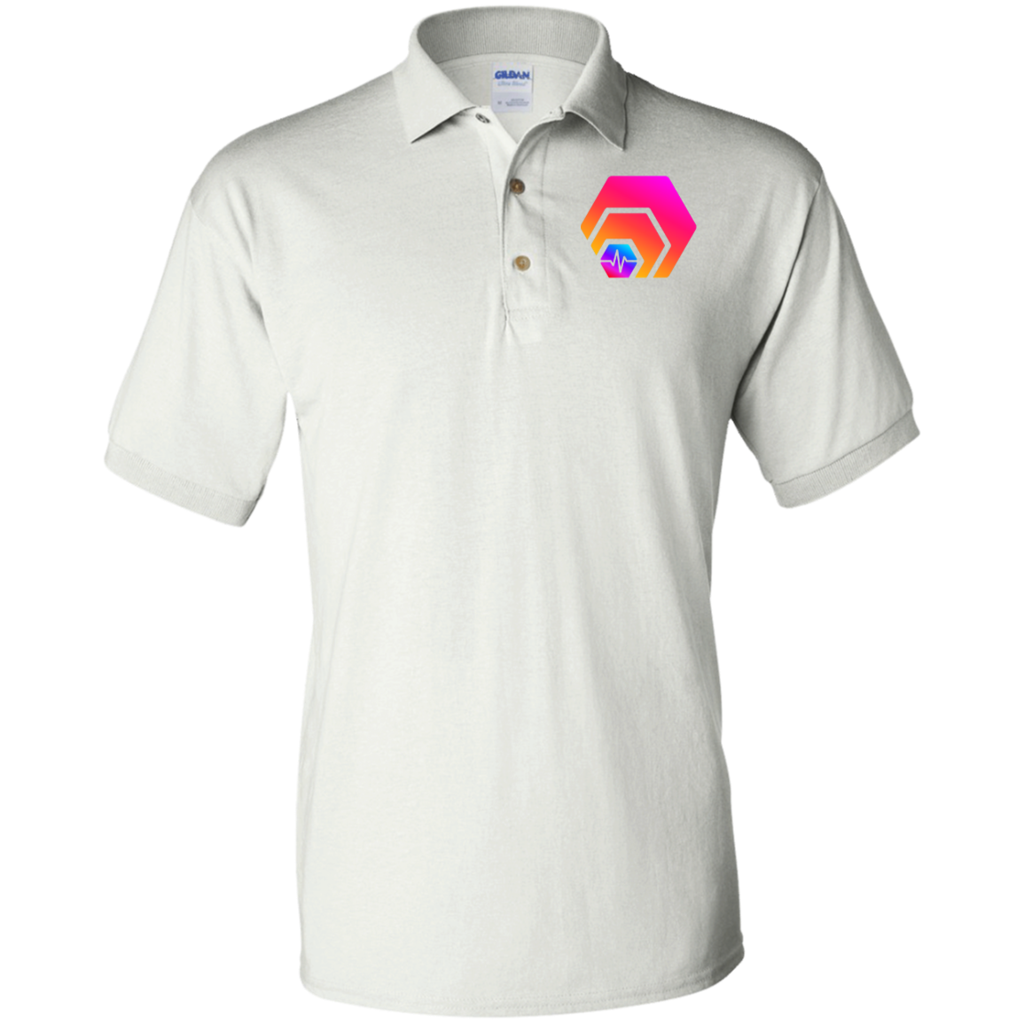 Hex With Pulse Logo - White Polo Shirt