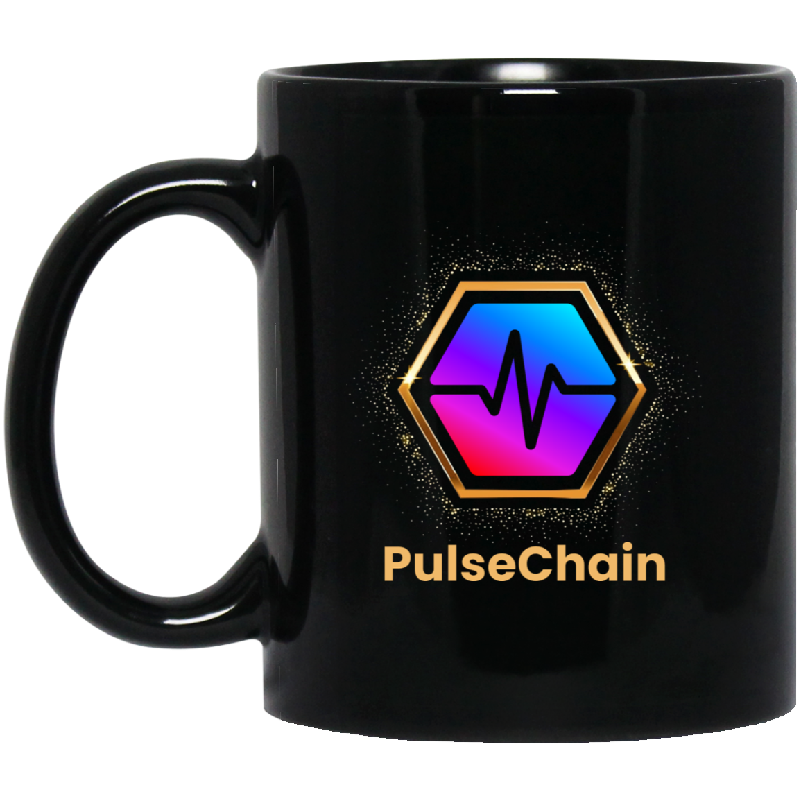 Golden PulseChain - Black Mug - The Pulsican Store