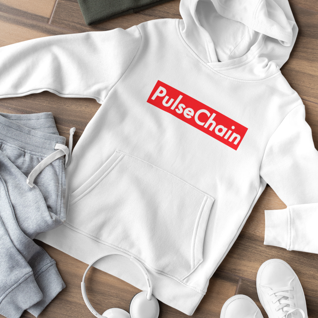 Pulsechain Block - White Hoodie