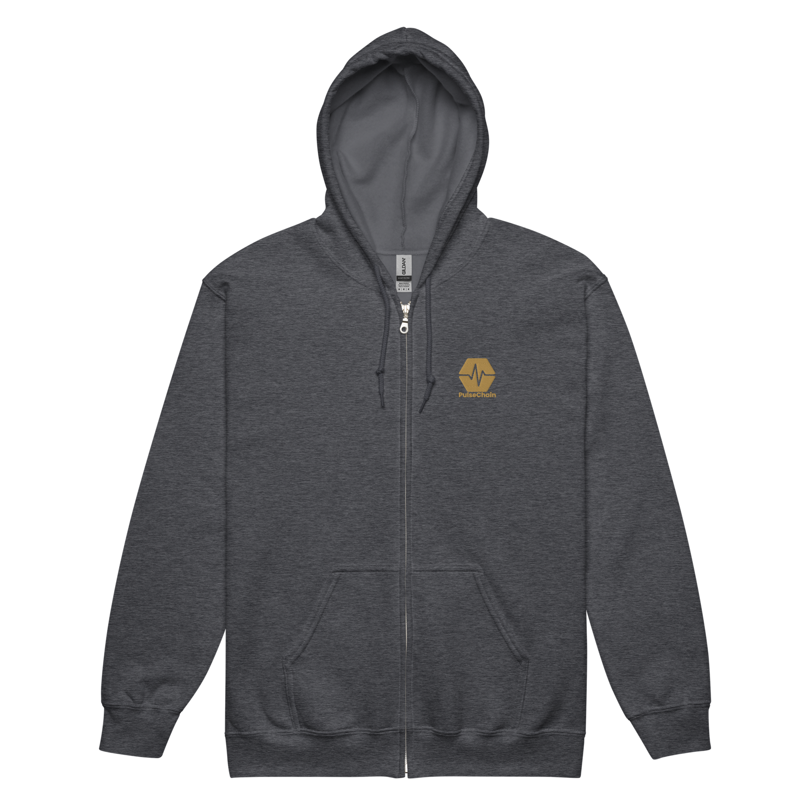 PulseChain Gold - Premium Embroidered Zip Hoodie - The Pulsican Store