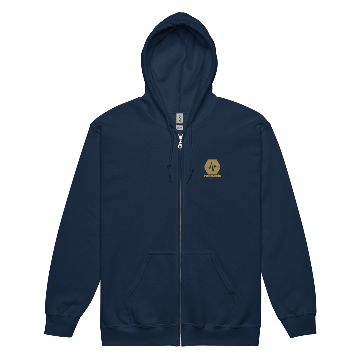 PulseChain Gold - Premium Embroidered Zip Hoodie - The Pulsican Store