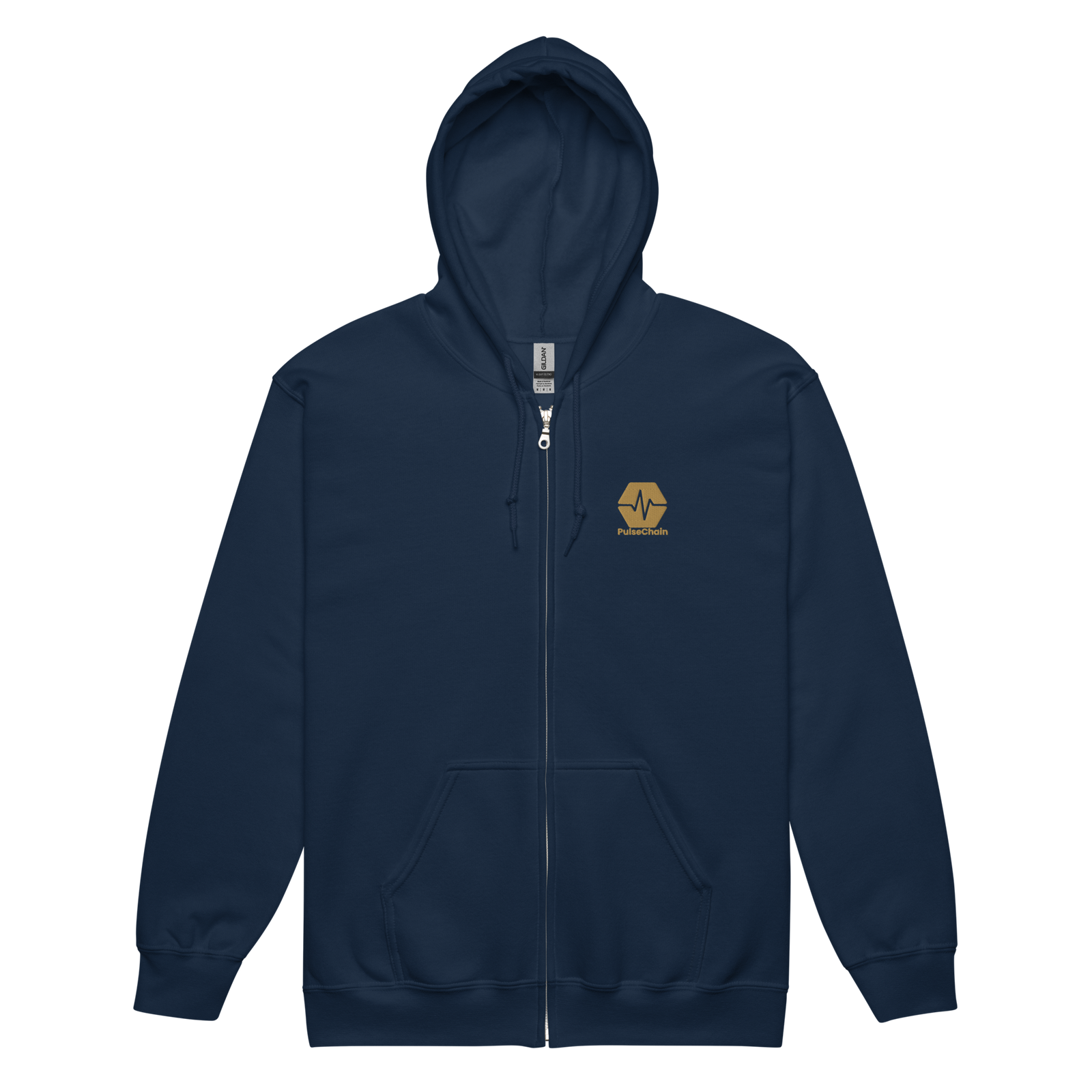 PulseChain Gold - Premium Embroidered Zip Hoodie - The Pulsican Store