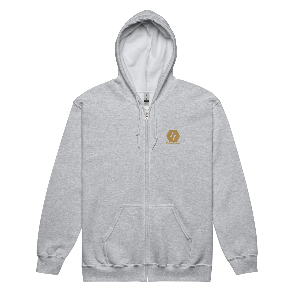 PulseChain Gold - Premium Embroidered Zip Hoodie - The Pulsican Store